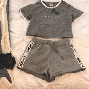 Lounge apparel shorts and crop set